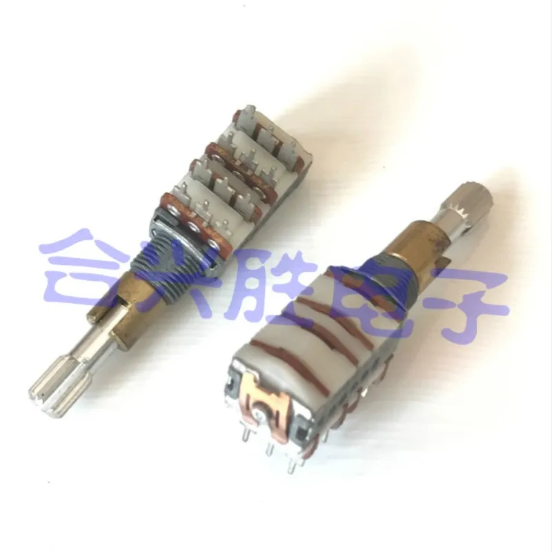 1PCS Dual Shaft Double Adjustment 4 Link Precision Potentiometer A50K With Midpoint Power Amplifier Audio Potentiometer