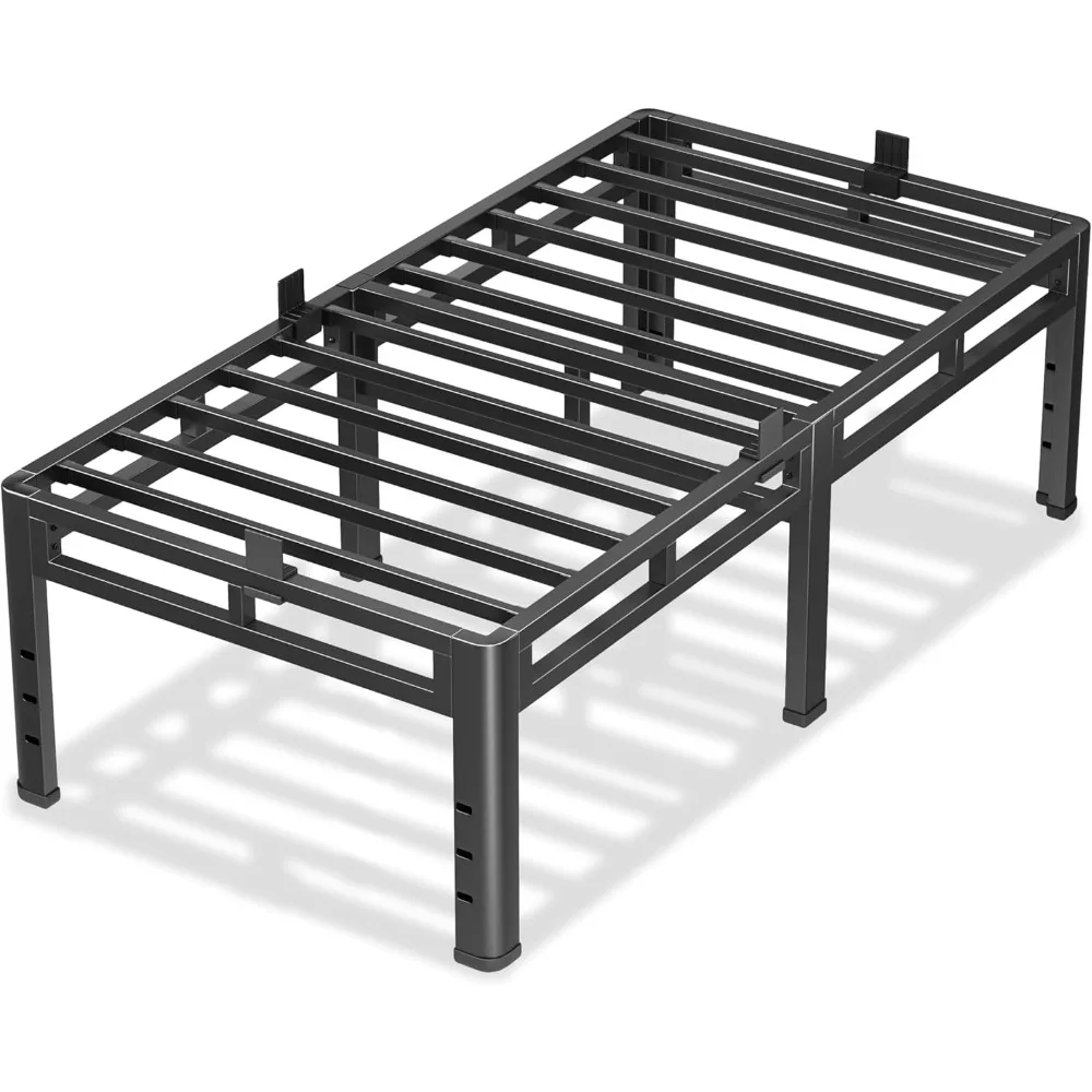 

18 Inch Twin Size Bed Frame, Metal Bed Frame & Box Spring 2 in 1 Platform with Round Corner Legs, 4000Lbs Heavy Duty Metal F