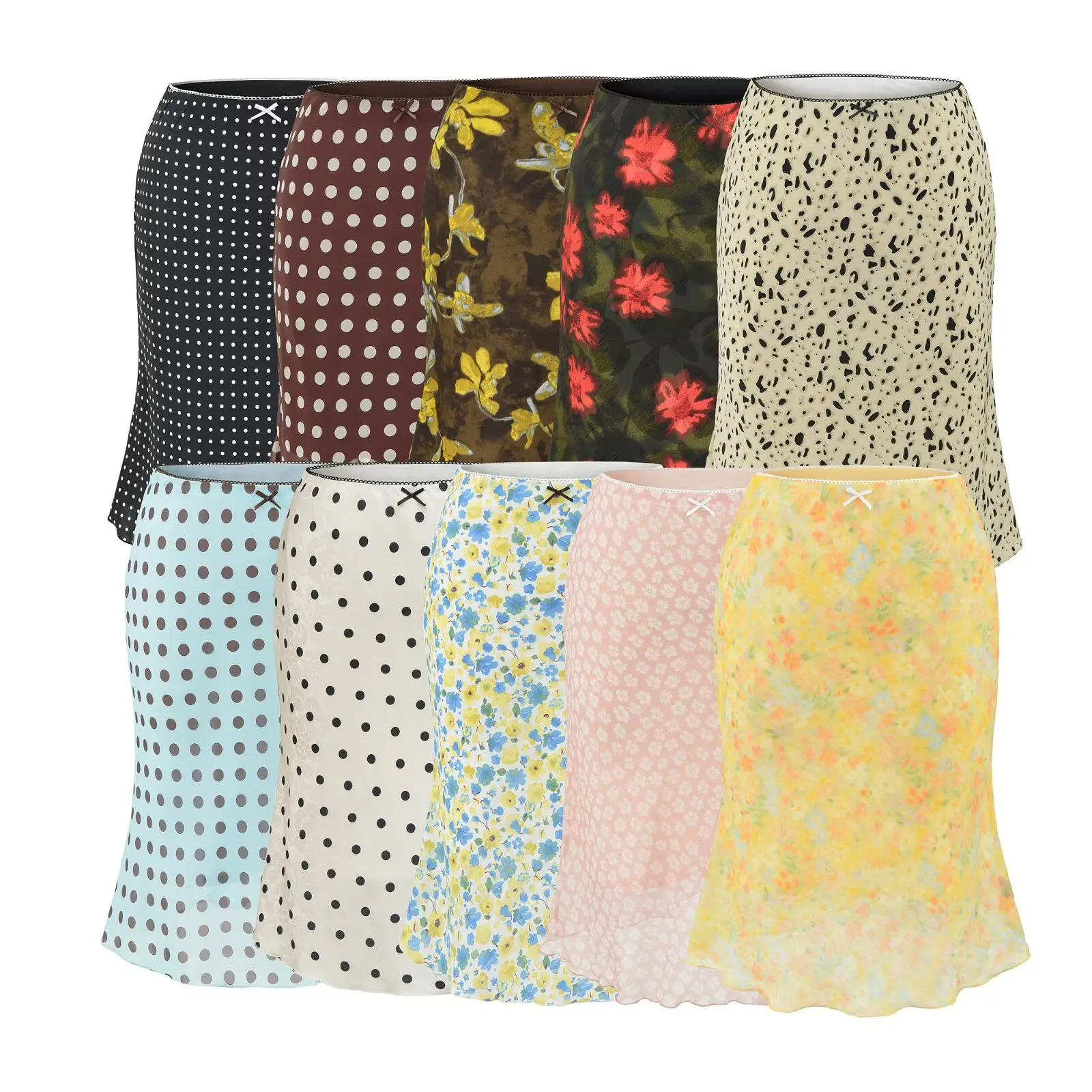 American Style Floral Halter Neck  Dress Sexy Bodycon High Waist A-Line Skirt Casual Beach Street Snap Summer Women's Skirt
