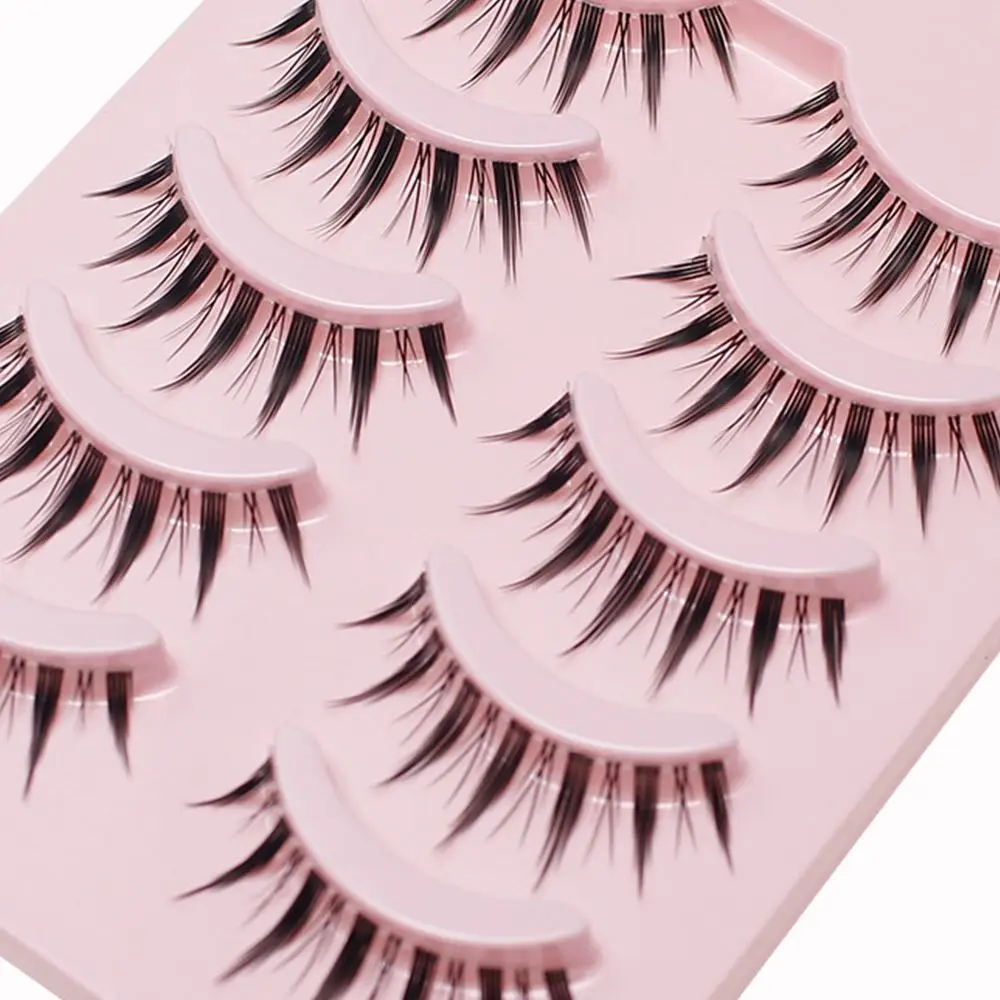 5 paar wimperverlenging herbruikbare handgemaakte valse wimpers kruis 3D faux nertsenhaar kleine duivel