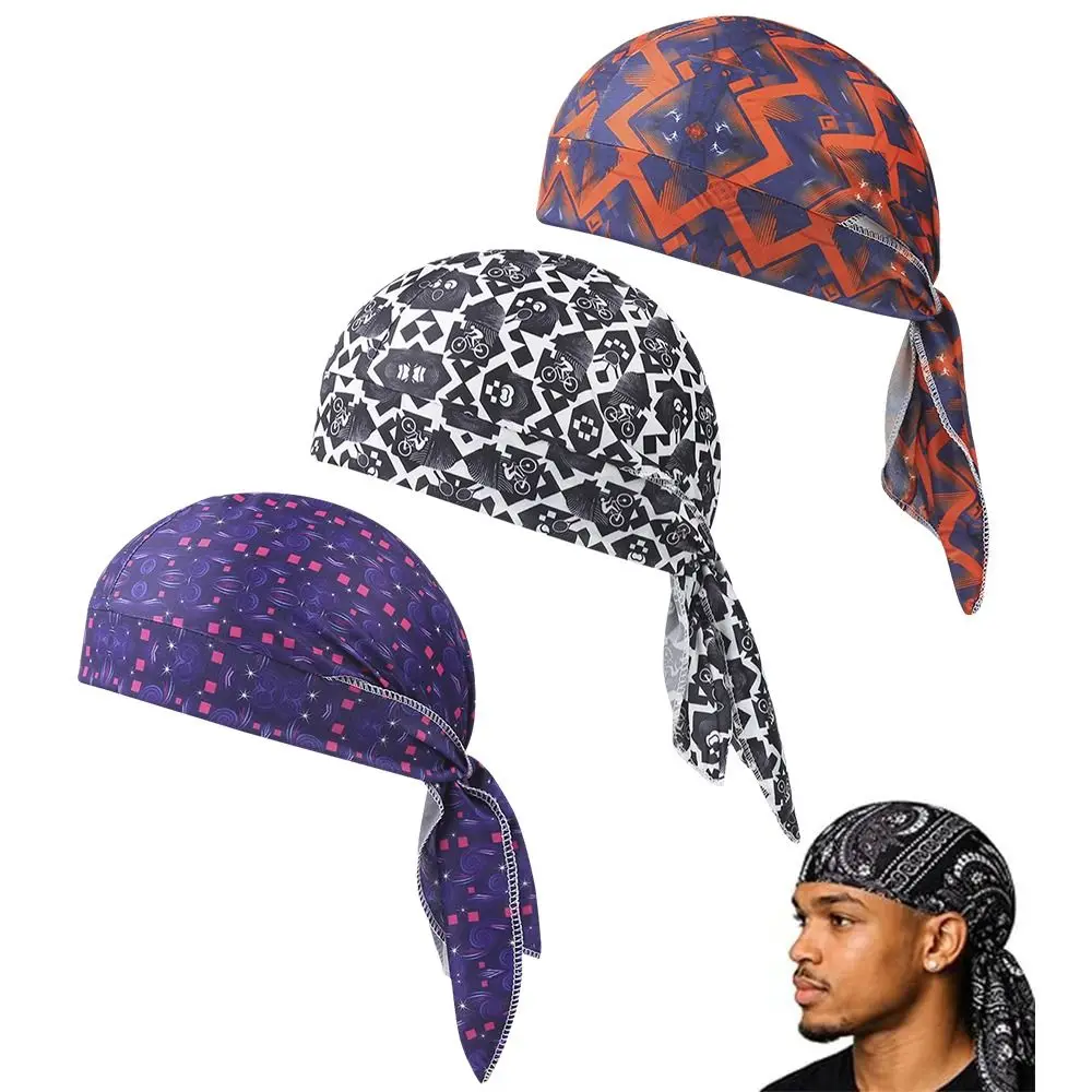 Lightweight Paisley Print Hijab Caps Breathable Adjustable Pirate Hat Comfortable UV Protection Cycling Head Wrap Running