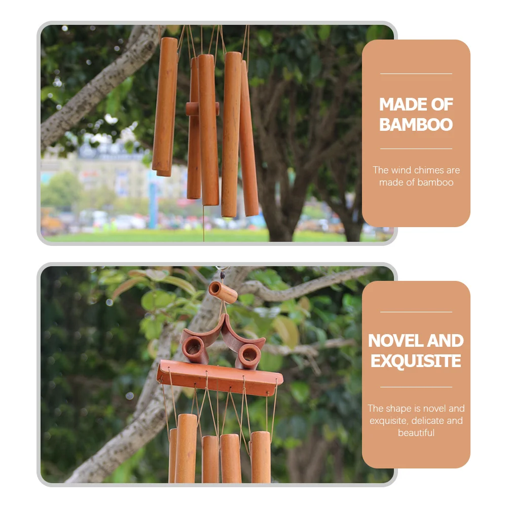 

1pc Bamboo Wind Chime Large Deep Tone Outdoor Garden Decor Patio Balcony Windchimes Exquisite Craft For Home Temple Coffee