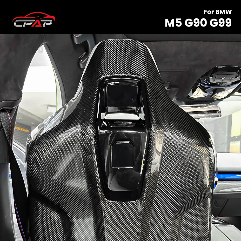 

Real Dry Carbon Fiber Seat Back Covers Trim for BMW M5 G90 G99 OEM Style 2025-IN