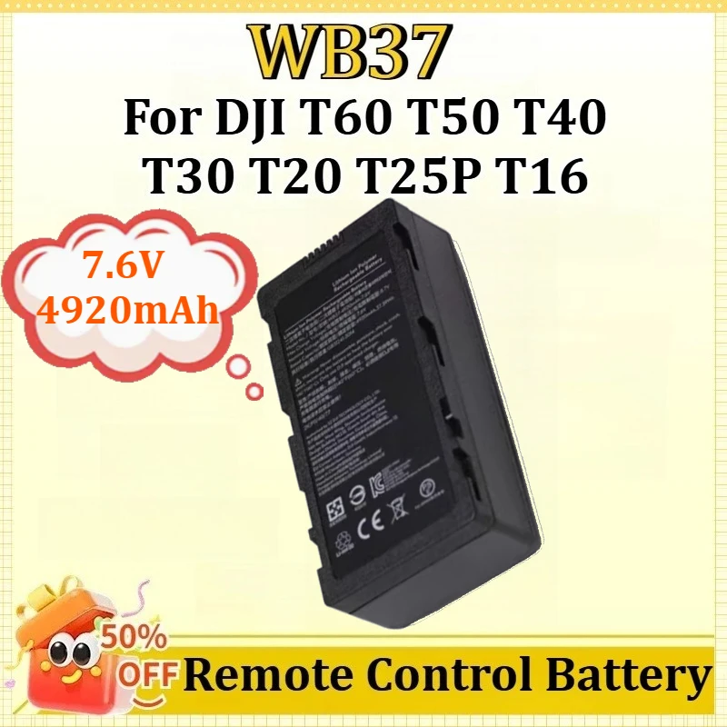 

WB37 7.6V 4920mAh for DJI T60 T50 T40 T30 T20 T25P T16 Remote Control Battery Digital External Rechargeable Battery