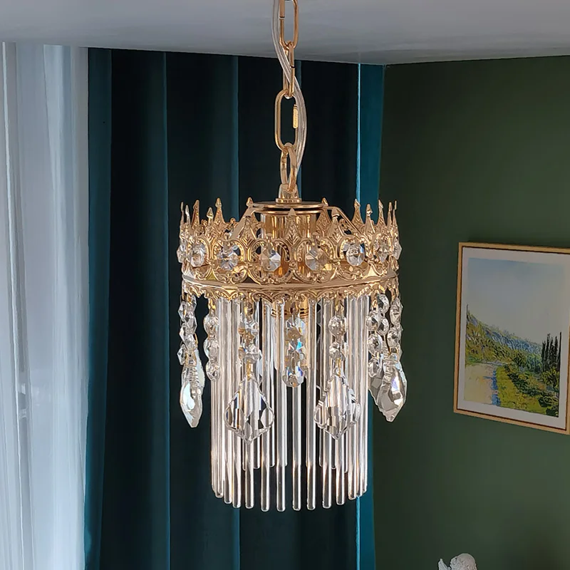 

New French crown crystal entrance small chandelier European foyer aisle bar table lamp bedside lamp balcony lamp