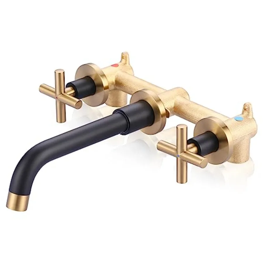 

Wall Mount Bathroom Faucet - Bathroom Sink Faucet - 2 Hle Vanity Faucet Rough in Valve Included