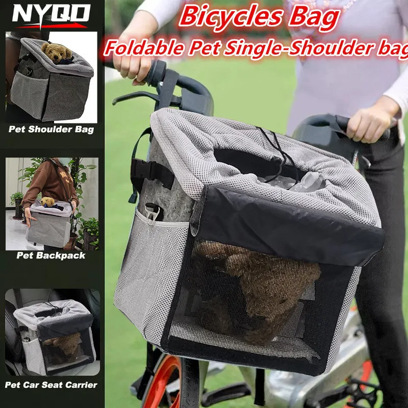 Foldable Pet Single-Shoulder Bag Bicycle Carrier Bag Portable Outdoor Pet Backpack Bicycle Front Basket for Pets 자전거 가방