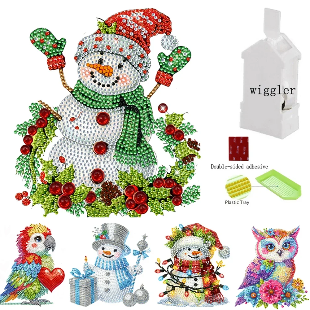 Acrylic Shaking Head Diamond Painting Desktop Ornaments Kit Cute Christmas 5D DIY Diamond Art Tabletop Decorations Holiday Decor