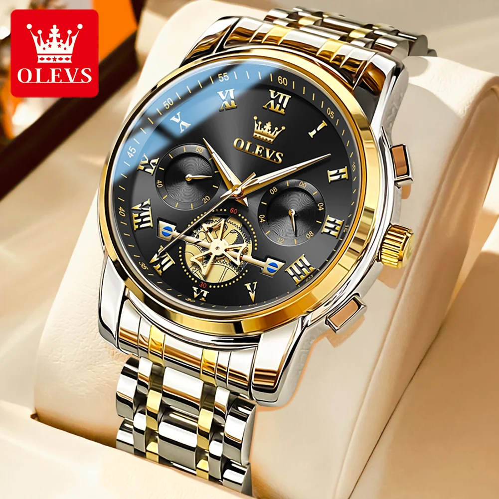 OLEVS Top Brand Men\'s Watches Classic Roman Scale Dial Luxury Wrist Watch for Man Original Quartz Waterproof Luminous Male reloj