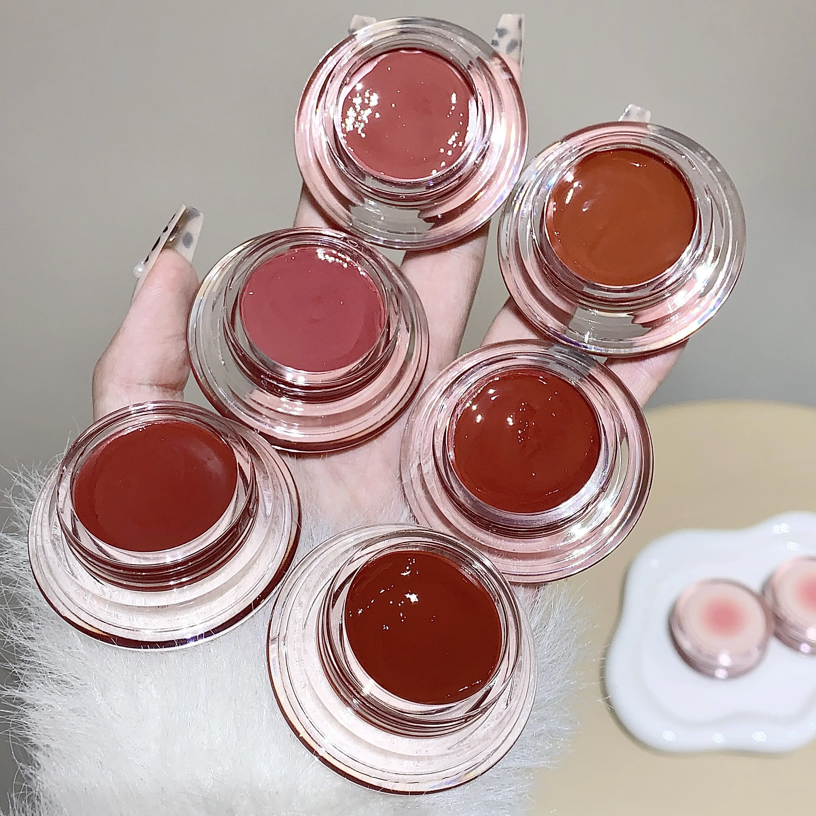 SHAQINUO multifunctionele lip- en wangbalsem - hydraterende bedauwde afwerking, langdurig pigment, natuurlijke Koreaanse stijl lipgloss en blush