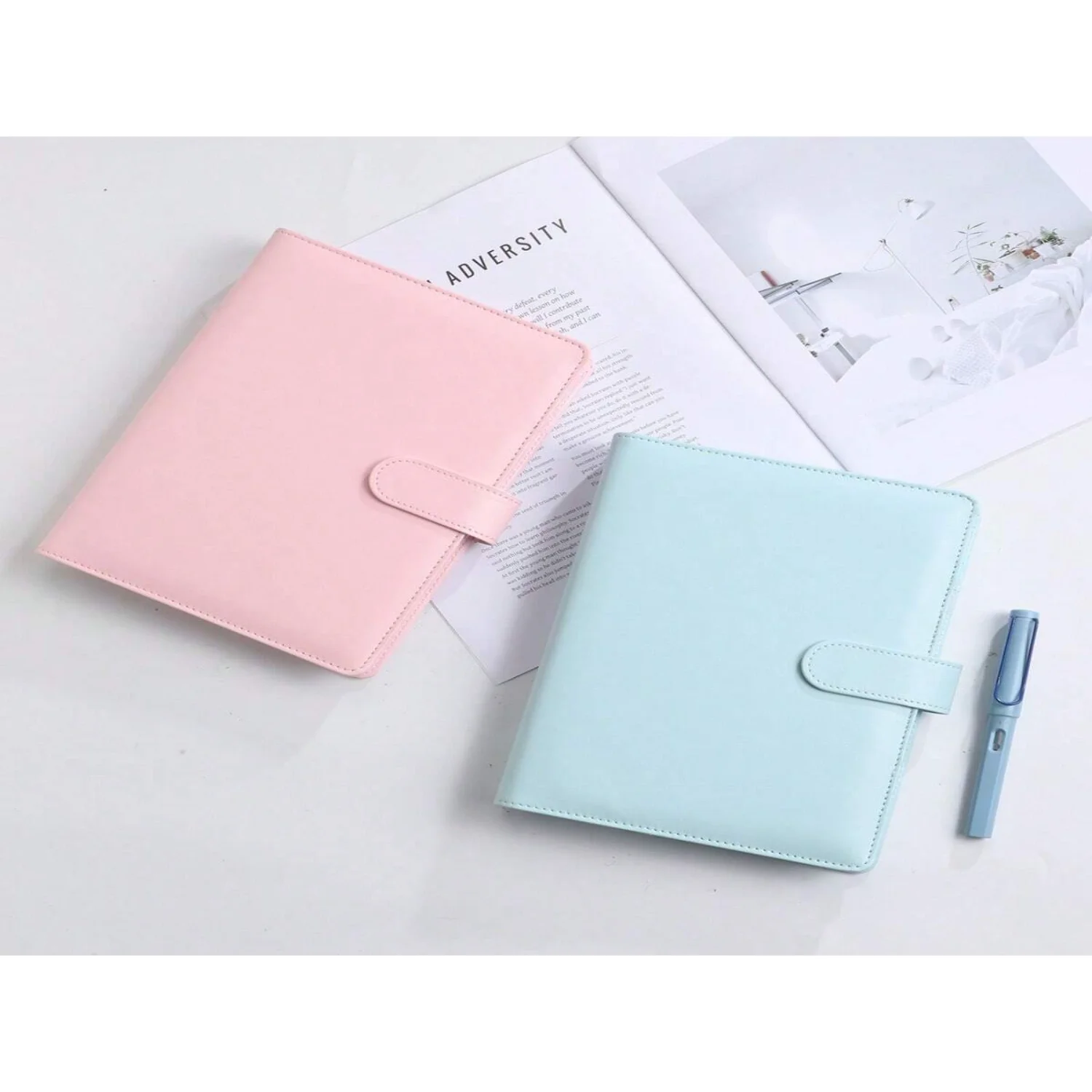 A5/A6 PU Leather Binder Budget 6 Ring Notebook with Stylish Design ,Personal Organizer Binder Cover with  Buckle Closure