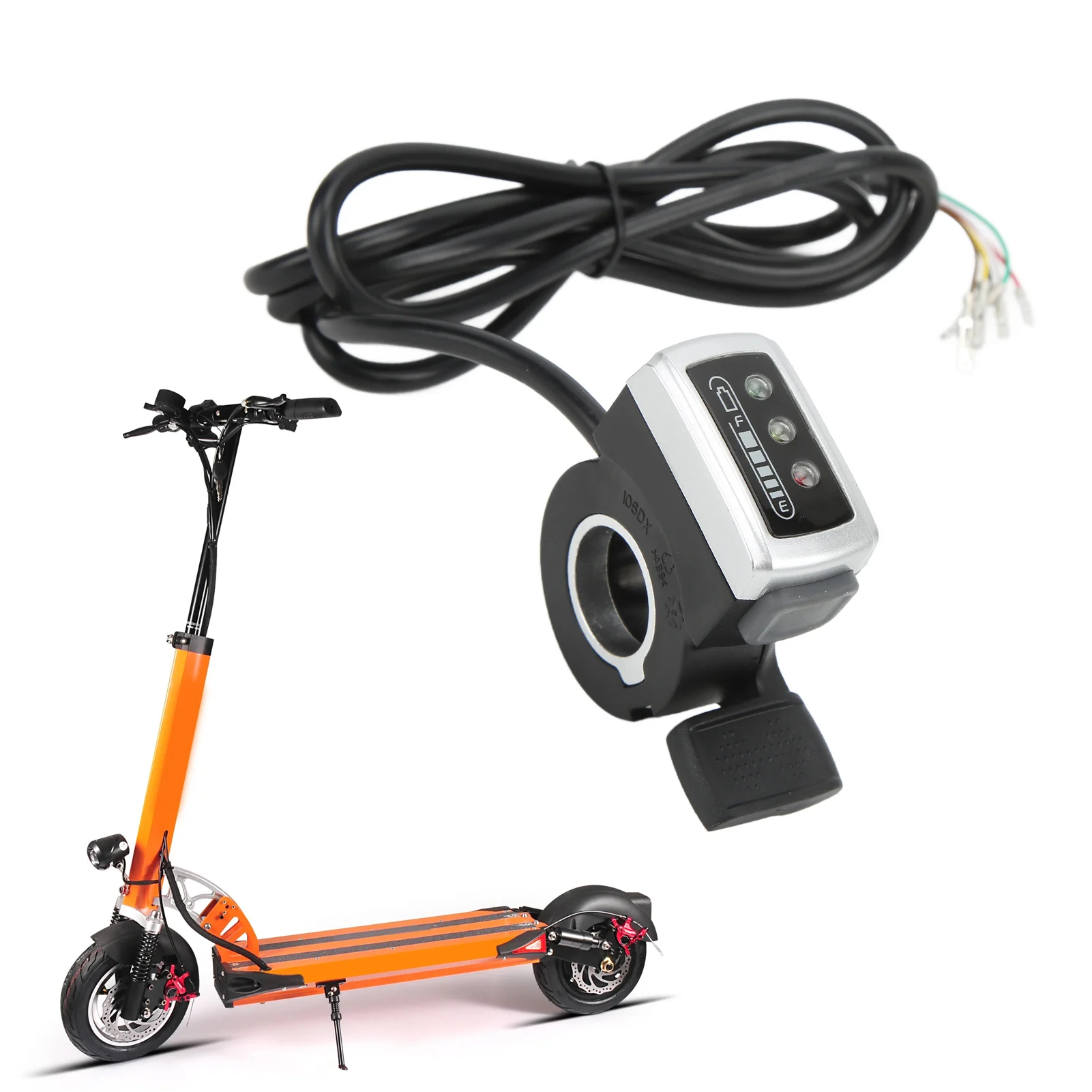 

Thumb Throttle Assembly 6 Wire Thumb Throttle with ON/OFF Battery Indicator 22mm Aperture for Electric Bike Scooter