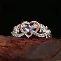Cute Women's Fashion Heart Zirconia Wedding Ring Wedding Band Anniversary Gift Party Valentine's Day Engagement Women Jewelry Size 4-11# - Image 3