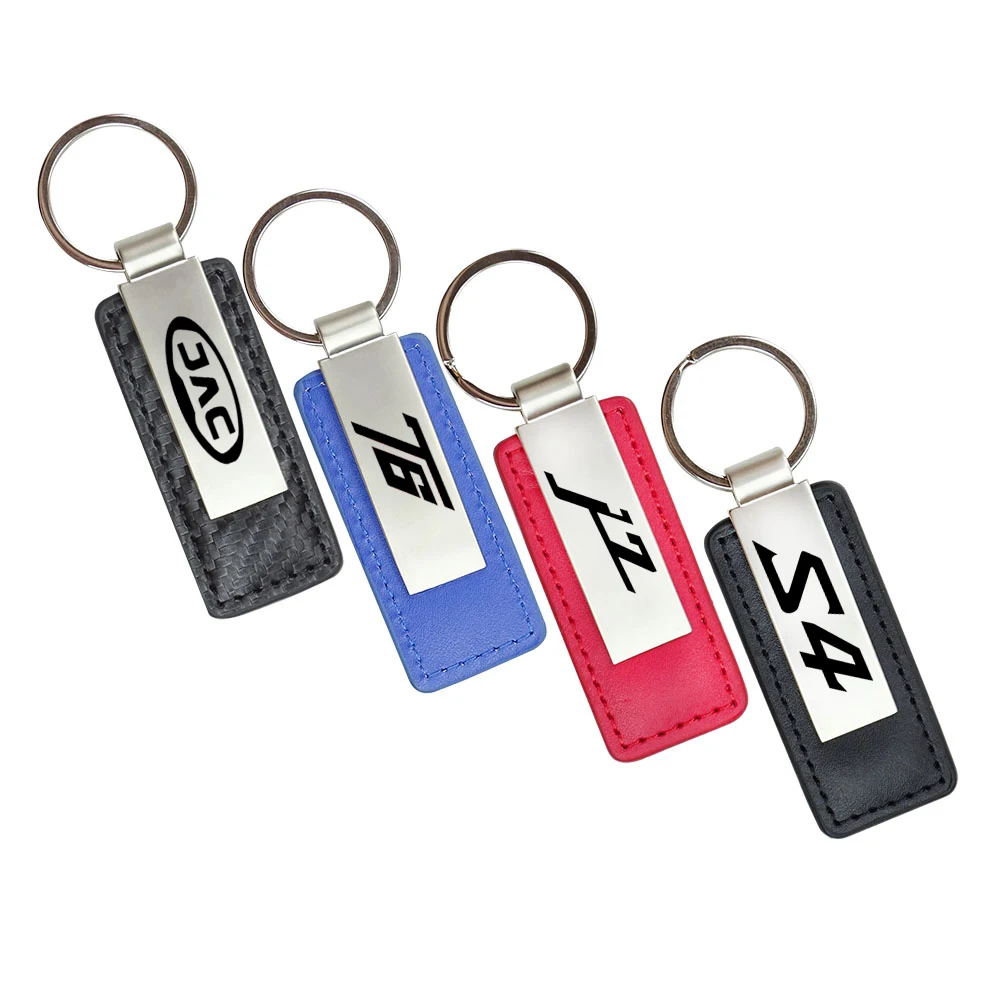 Car Key Rings For JAC IC5 J3 J4 J7 JS3 JS4 JS2 KN KR1 QX REFINE S2 S3 S4 S5 S7 T6 T8 Leather Metal Key Chain Emblem Accessories