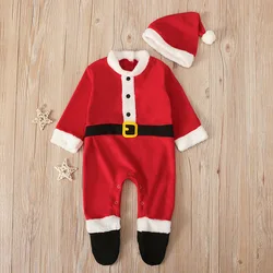 Christmas Baby Fleece Romper Toddler Boys Warm Cute Outfit   Girls Jumpsuits Newborn Crawling Costume Winter New Bodysuit