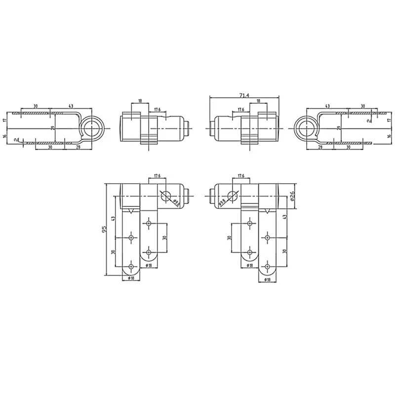 1Sets Universal Toilet Seat Hinges Zine-alloy Fixing Hinges Closestool Cover Mounting Connector for Bathroom Replacement Parts