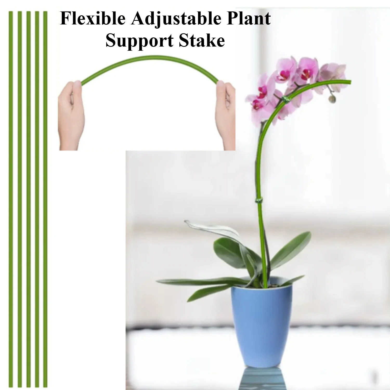 5/10Pcs Flexible Adjustable Plant Support Stake for Orchids Single Stem, Potted Flower Holder Indoor Outdoor Garden Use