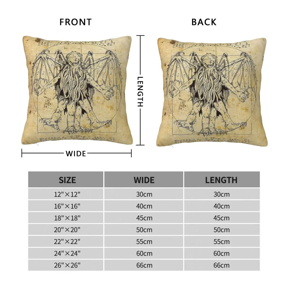 Cthulhu Vitruvian Pillowcase Polyester Linen Velvet Pattern Zip Decorative Throw Pillow Case Room Cushion Cover 18