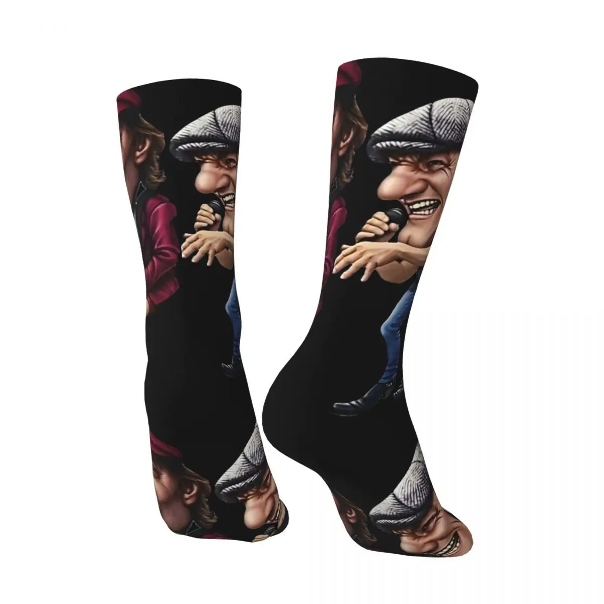 Funny Happy Sing Men's Socks Retro Harajuku A-AC DC Hip Hop Novelty Seamless Crew Crazy Sock Gift Printed