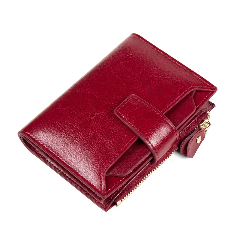 ​Vintage Genuine Leather Women's Wallet with RFID-Blocking Spacious Zip Coin Compartment & Multi-Function Design​