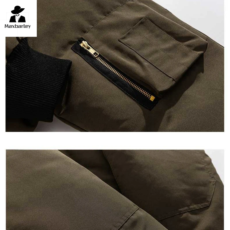 Winter Cotton Jacket Men's Casual Retro Large Fur Collar Padded Warm Loose Parkas Women Solid Color Zipper Windproof Hooded Coat