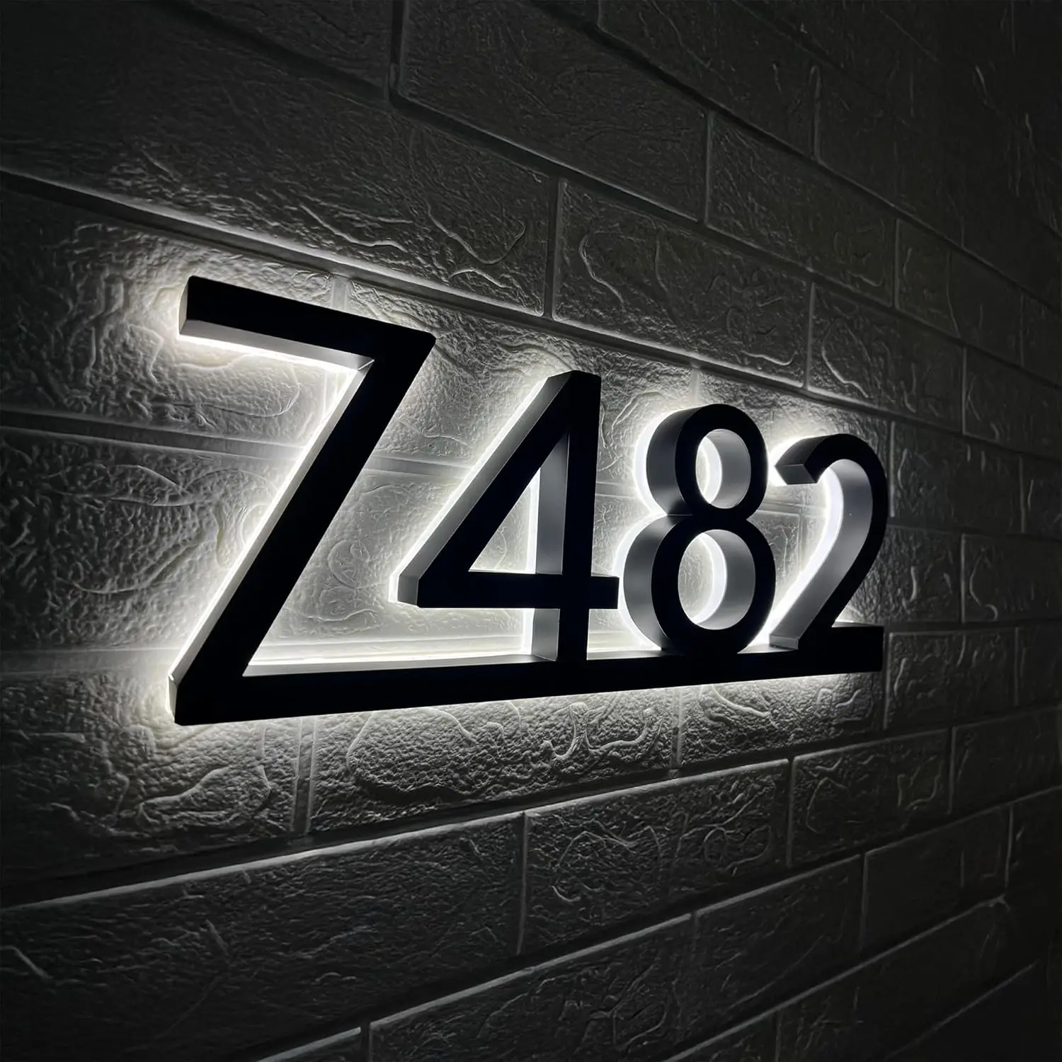 Solar Backlit House Numbers for Outside, Personalized Light Up LED Address Number Signs, illuminated address numbers for house