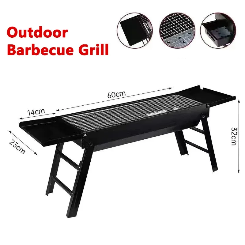 Parrilla de barbacoa portátil de acero inoxidable para exteriores, estufa para acampar, accesorios para senderismo y campamento.
