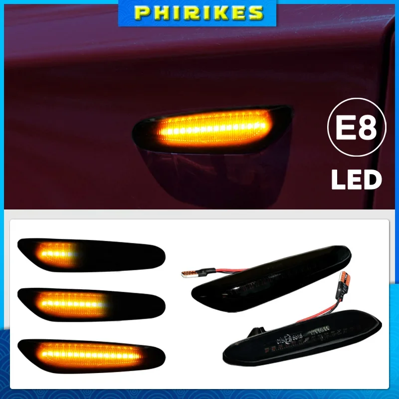 Dynamic Flowing LED Turn Signal Side Marker Light Blinker Lamp For BMW E90 E91 E92 E93 E60 E87 E82 E46