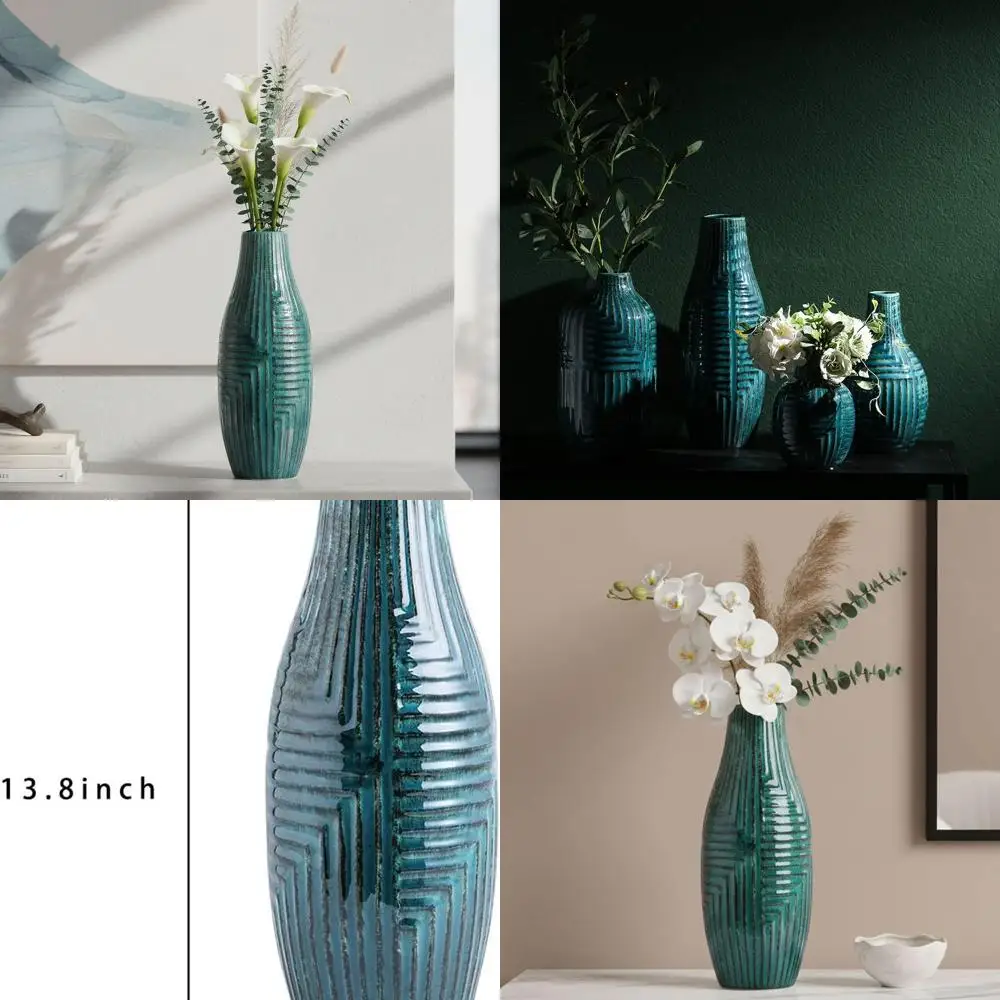 

Современная керамическая ваза цвета бирюзы (13,8 см) для живых/сухоцветов, декоративный элемент для дома, гостиной, книжной полки, каминной полки | Идеально
