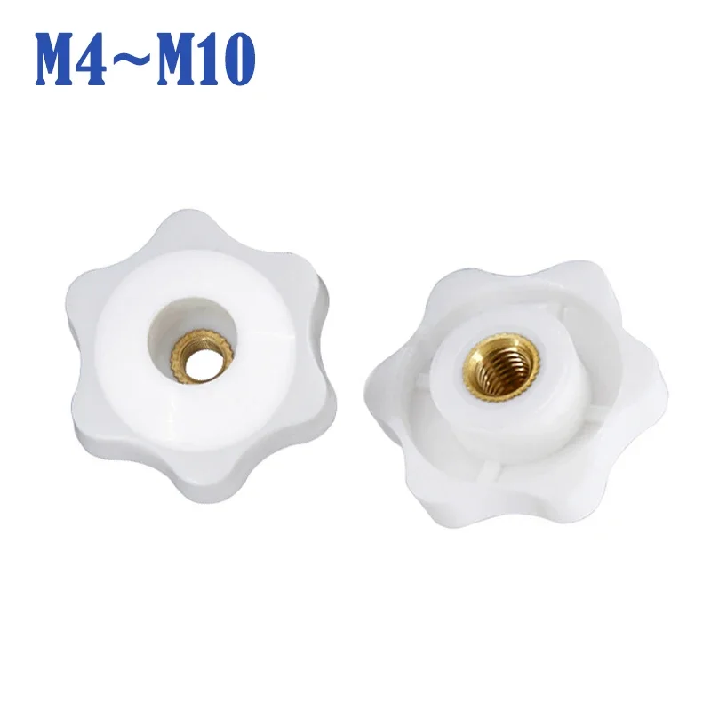 1-5pcs M4 M5 M6 M8 M10  Thumb Knob Nut White Clamping Handle Plum Thread Hand Mechanical Manual Tighten Star Nuts