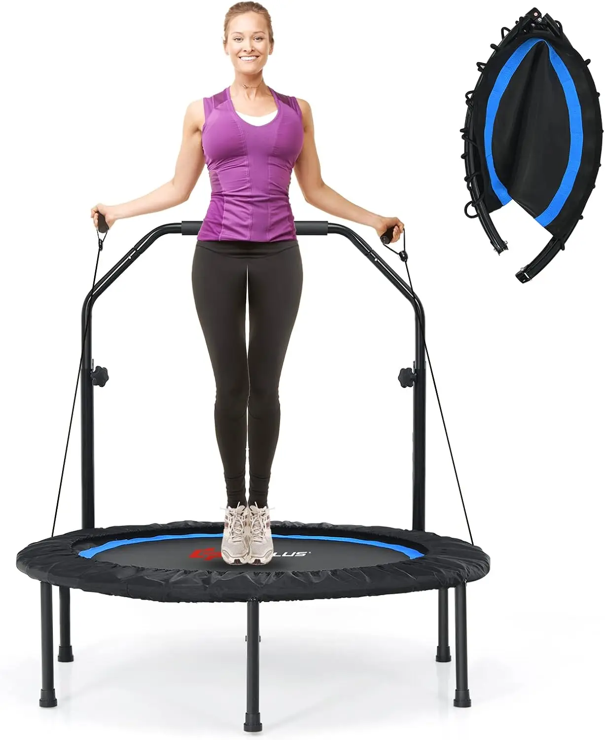 40” Folding Fitness Trampoline w/ 2 Resistance Bands