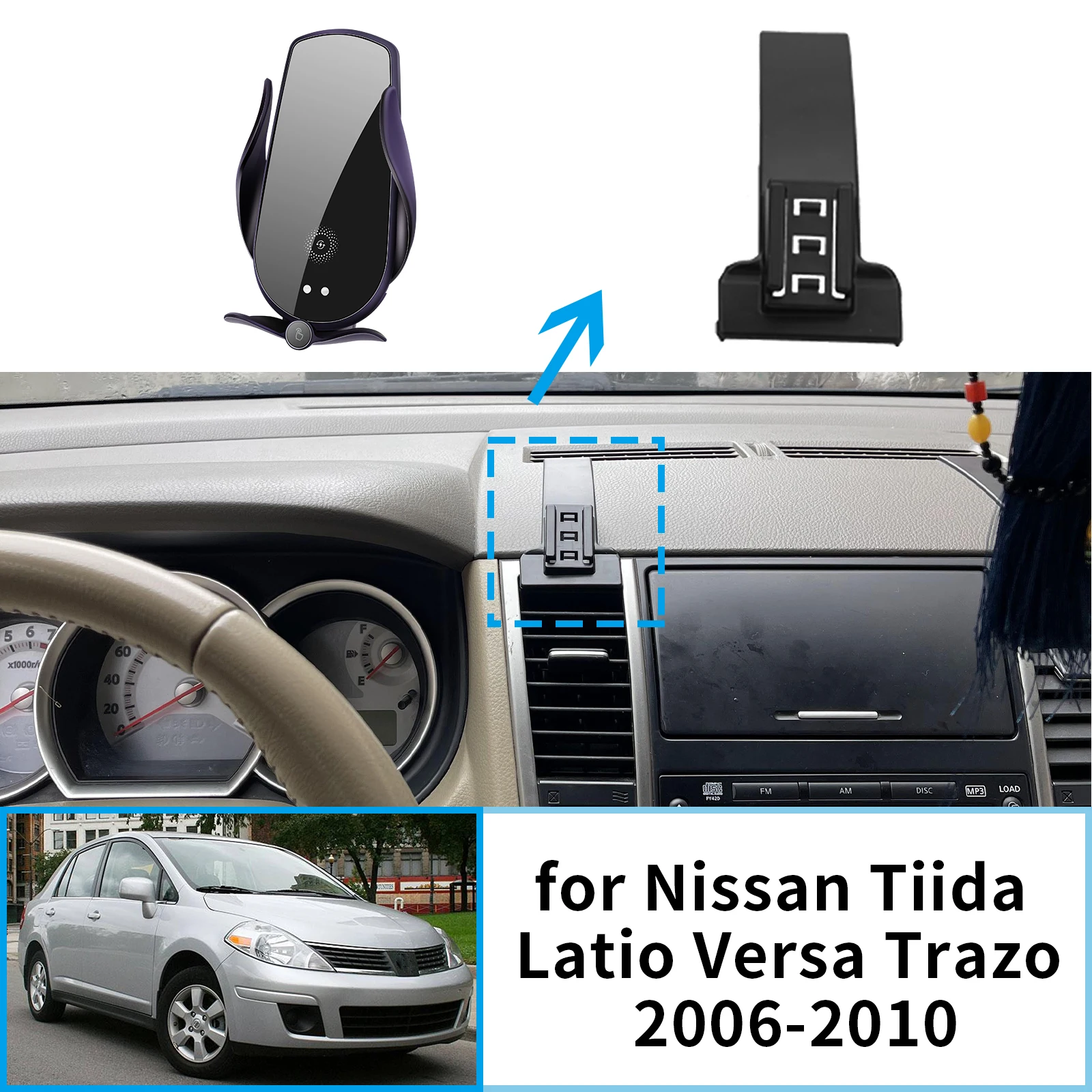 Car Mobile Phone Holder for Nissan Tiida Latio Versa Trazo C11 2006-2008 2009 2010 GPS Bracket Navigation Stand Auto Accessories