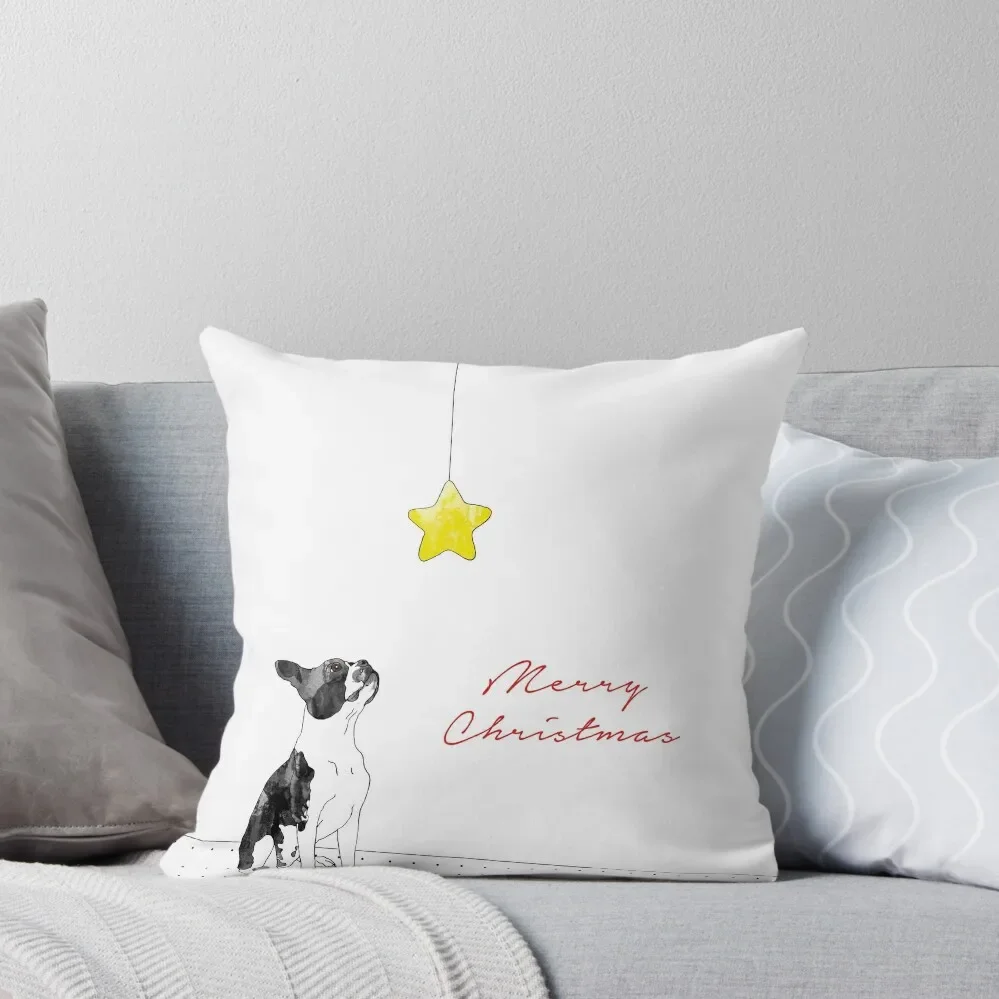 

A Boston Terrier Christmas Throw Pillow home decor items Cushion Cover Luxury christmas decorations for home 2025 pillow