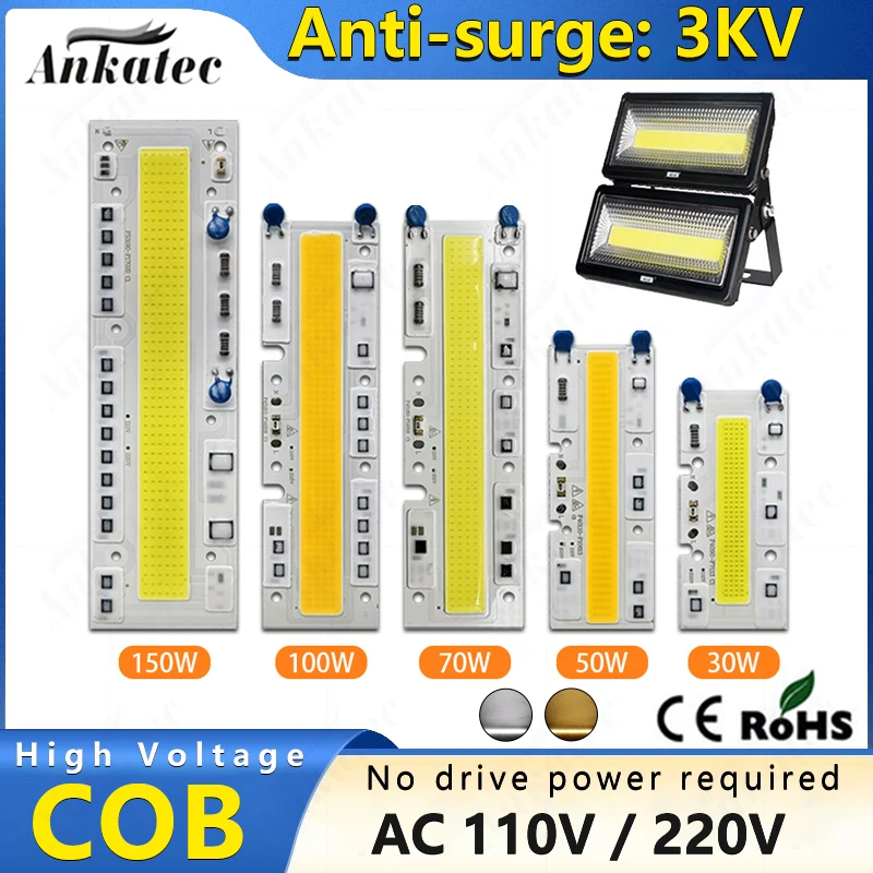 New LED COB Chip 30W 50W 70W 100W 150W Warm White Cold White Smart IC Drive-free AC 220V 110V for LED Mine Flood light DIY Lamp