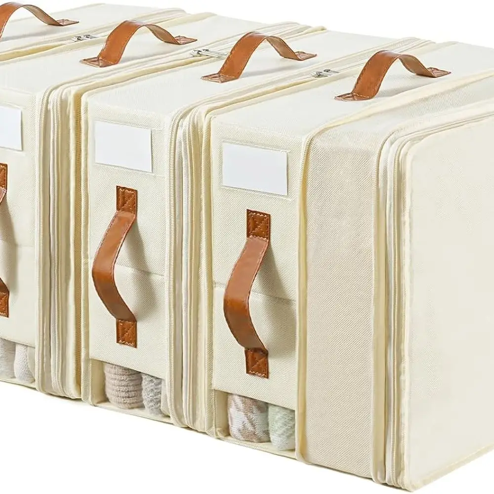 

4-Pack Adjustable Zipper Linen Organizers for Queen/King Bed Sheets, Duvets, and Pillows