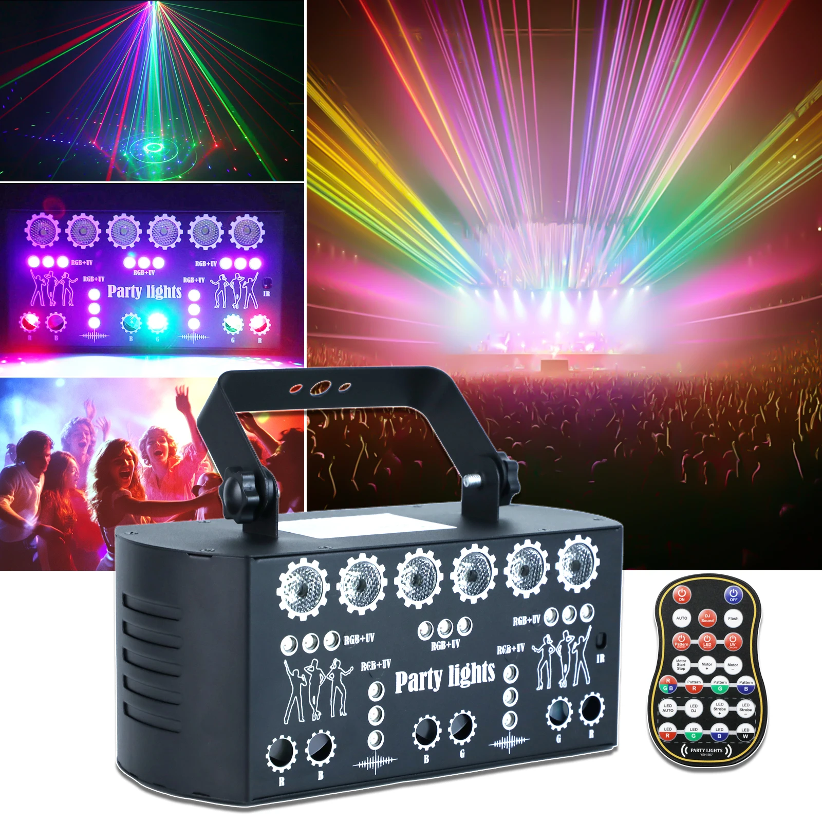 

YSH 27 Eyes Stage Lights UV Atmosphere Disco Party Light RGB Projector DXM Family Christmas Halloween Easter Wedding Decorate DJ