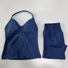 Conjunto de gimnasio de impacto para mujer, camisetas sin mangas con espalda descubierta, pantalones cortos sin costuras de cintura alta, traje de gimnasio, ropa deportiva, conjuntos de entrenamiento, 2 uds. - AliExpress 201768104