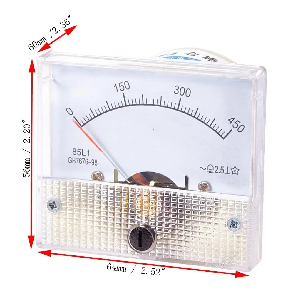 85C1 0-50mA 1mA 20mA 30mA 100mA 200mA 500mA DC Analog Panel Ampere Current Meter Ammeter Gauge 85C1 White 0-50mA 64*56mm