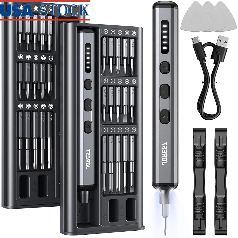 

Precision Electric Screwdriver Set 38 in 1 Magnetic Bits Torque Adjustable USB Charging DIY Repair Tool Electronics