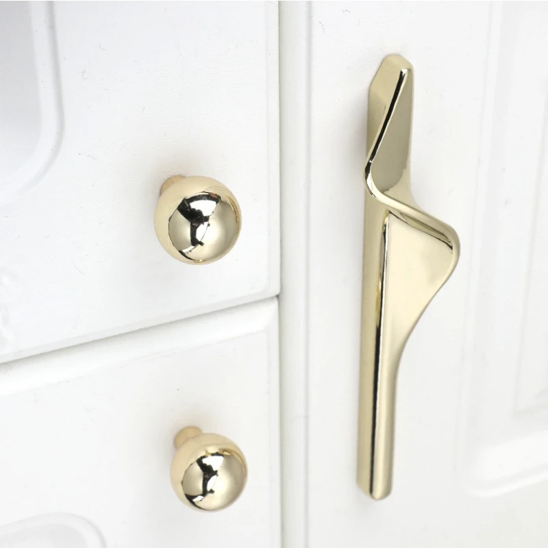 Light Luxury S Shaped French Style Small Handles Pair Gold Gray Modern Handles for Wardrobe Drawer Cabinet Door