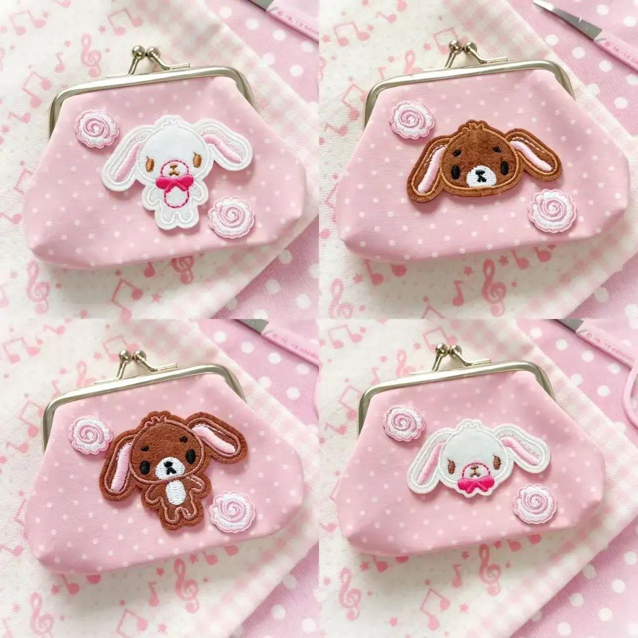 Sanrio Sugar Bunnies Mini Coin Purse Pu Leather Kiss Lock Card Holder Soft Small Key Pouch For Women Daily Small Item Storage