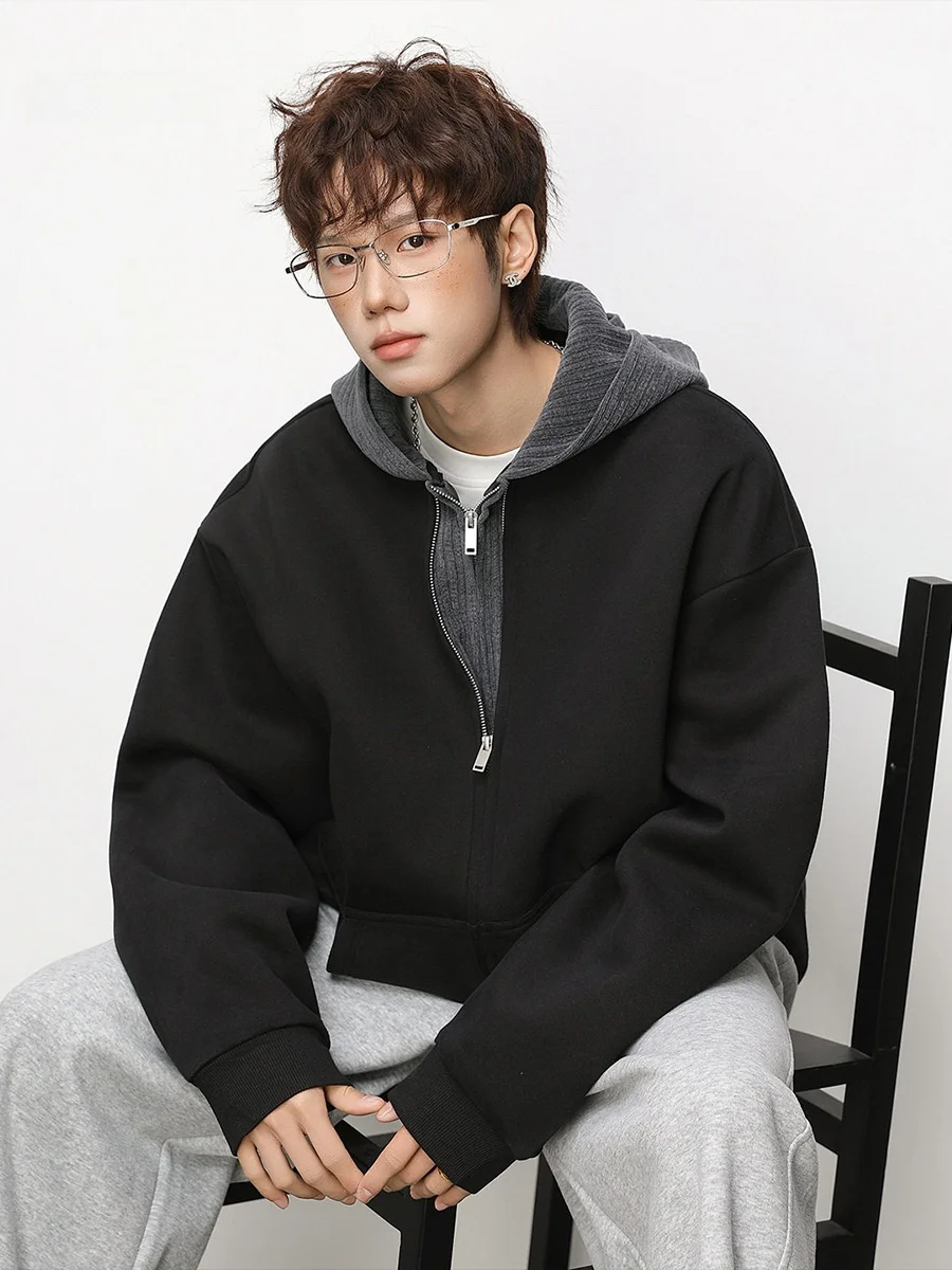 

Men's Zipper Hooded Cardigan Spring Faion Casual Heavyweight Sweatirt Spor Comfortable Long Sve Streetwear Coat