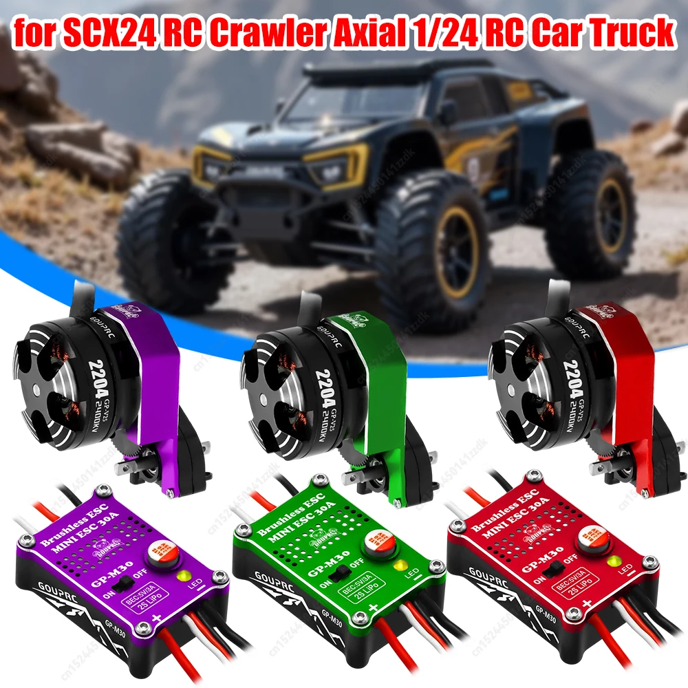 

2025 RC motor 2204 2400KV Brushless Outrunner Motor W/ Transmission & 30A Brushless ESC for 1/24 RC Crawler Axial SCX24 Upgrade