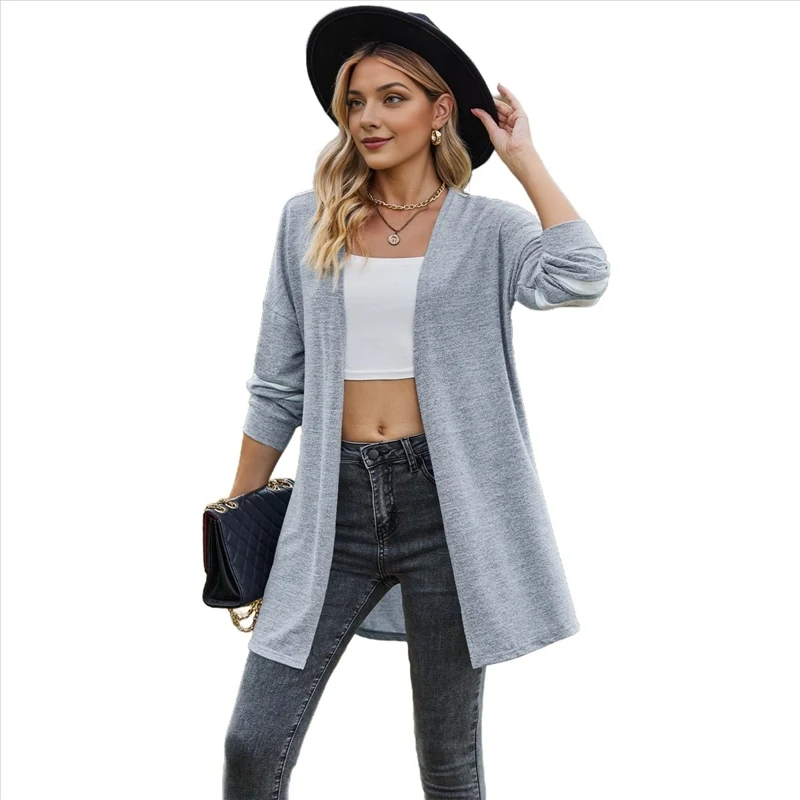 Women's Cardigan Color Block Long Sleeve Knitted Patchwork Casual Fashion Elegant Trendy Lightweight