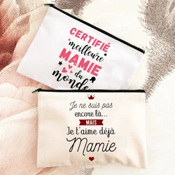 Best Grandma In The World Print Makeup Bag Travel Neceser Toiletry Pouch Pregnancy Announcement Zipper Cosmetic Bags Mamie Gifts