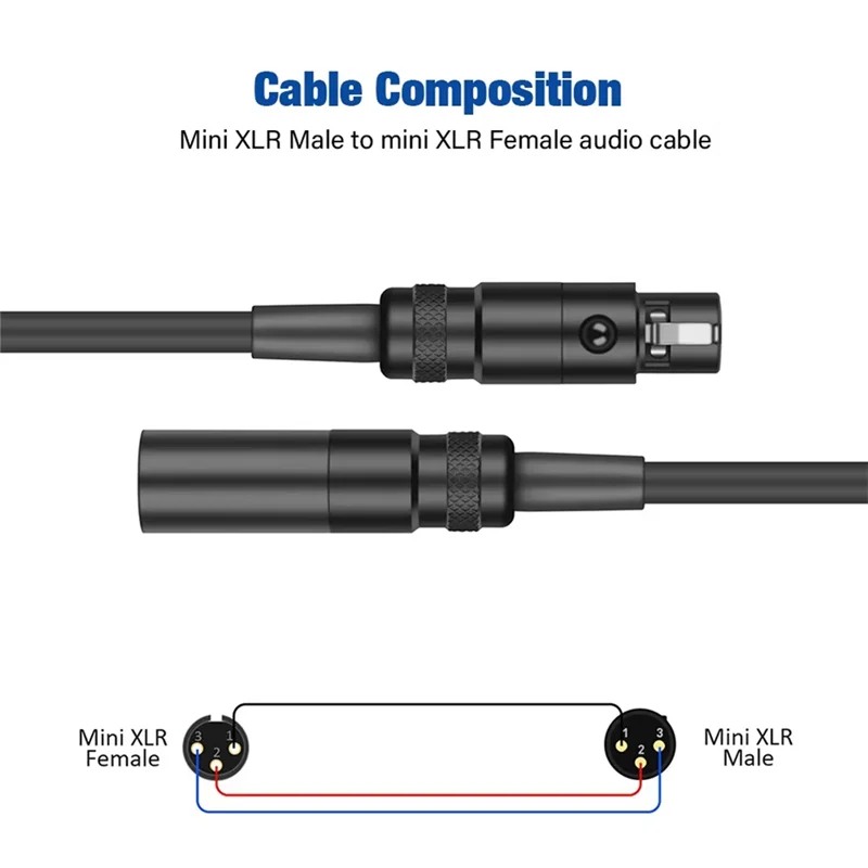 JABS-XLR 3 دبوس ذكر إلى XLR 3 دبوس أنثى كابل صوت صغير لسماعة الرأس ل-سينما 4K كاميرا خط موصلات التوصيل #6