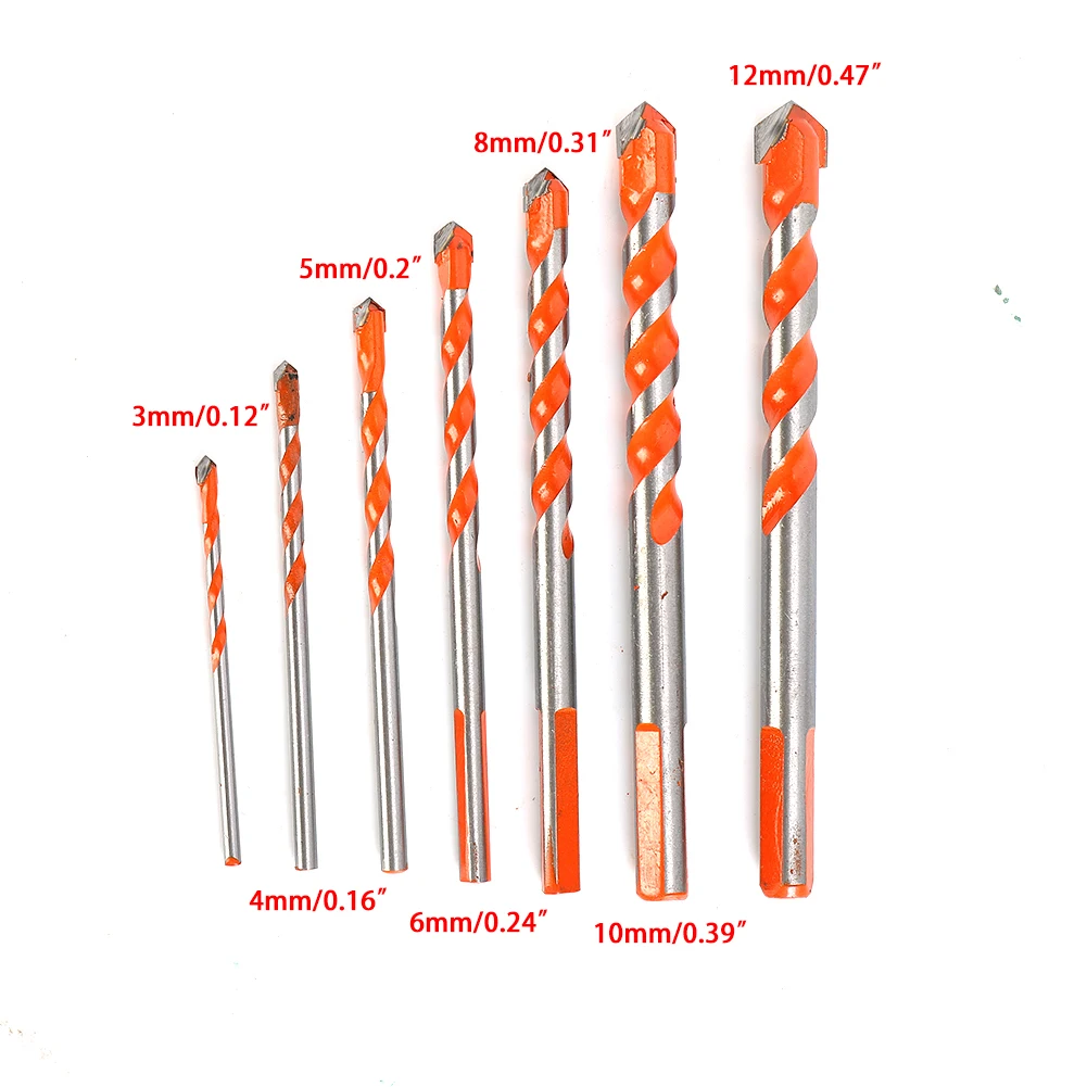 Pratiche punte da trapano Costruzione Foro di vetro Marmo Multifunzionale antiscivolo Manico con gambo triangolare Slot di tipo U