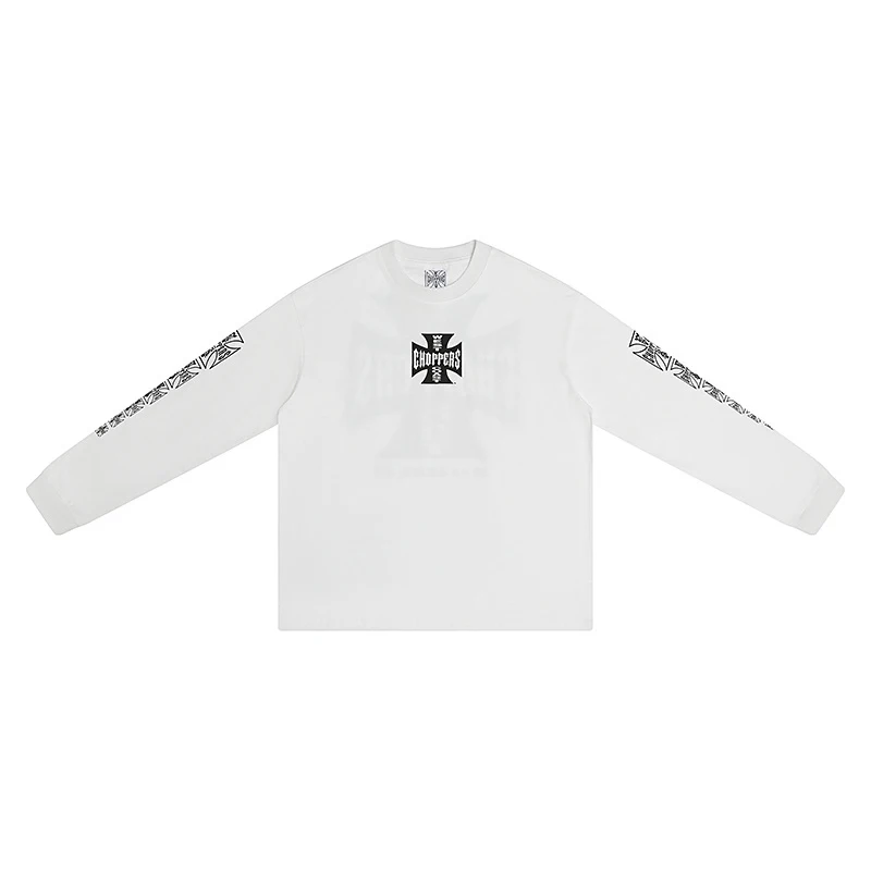 West Coast Choppers Long Sleeve Y2K Fashion Long T Shirts Retro Iron Cross Print High Street Men Women T-shirt
