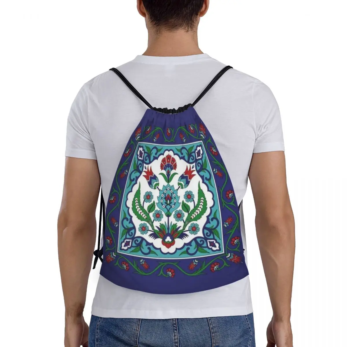 

Рюкзаки с турецким узором в стиле винтажного изник-керамики, повседневные сумки на шнурке, спортивные сумки, сумки для книг для мужчин, женщин и студентов