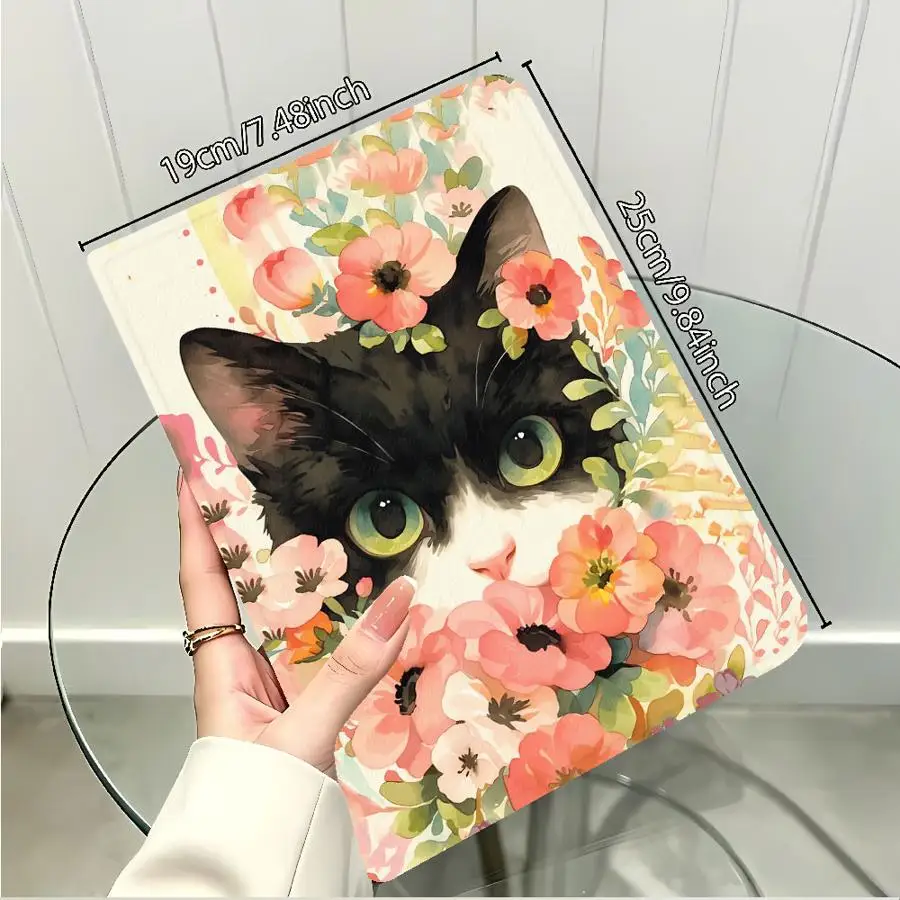 Rose Flower Cat Animal with Pencil Slot Case for Xiaomi Pad 6s Pro 7 Ultra Redmi Pad SE K Pad 8.8 9.7 12.4 Inch Pad 5 6 7 8 Pro